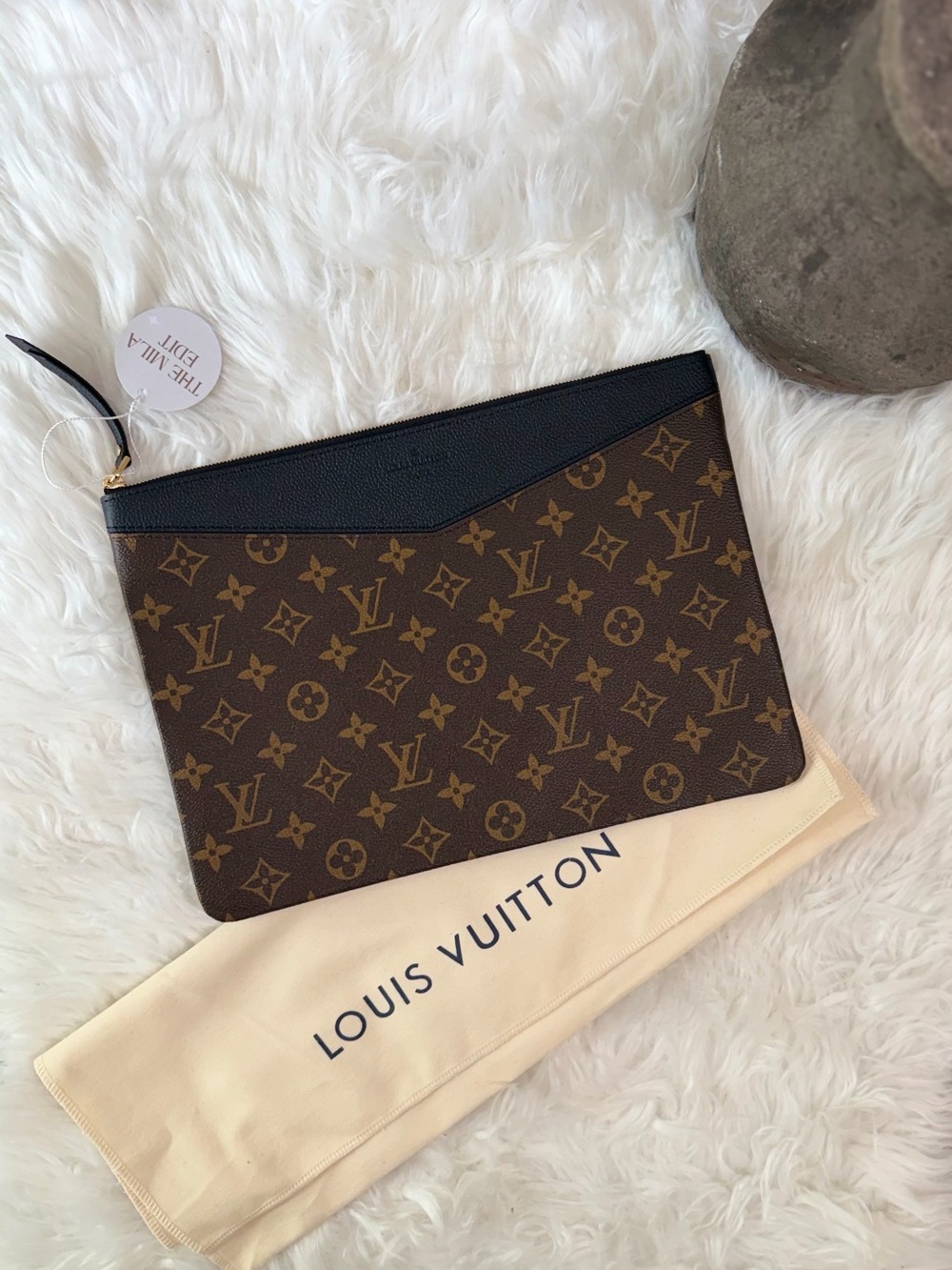 Louis Vuitton Monogram Zip Daily Pouch in Black Trim